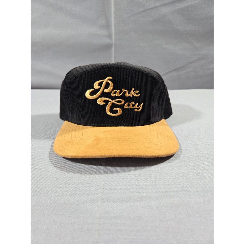 Park City Utah Hat Mens Snapback Black Brown Corduroy Soft Resort Snow Cap Ski